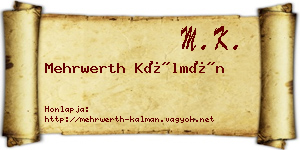 Mehrwerth Kálmán névjegykártya